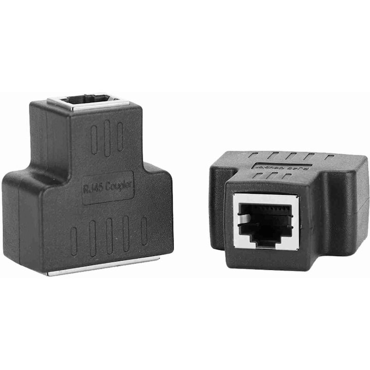 Adaptor cablu Ethernet din 2 piese, interfata RJ45 mama 1-in-2 iesiri pentru cablu de internet