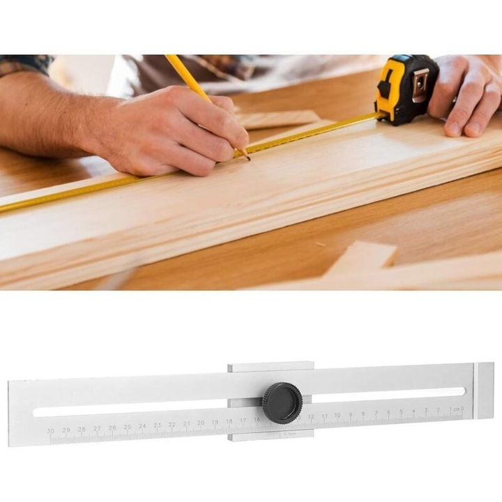 Rigla de marcare, 300mm, otel carbon, argintiu