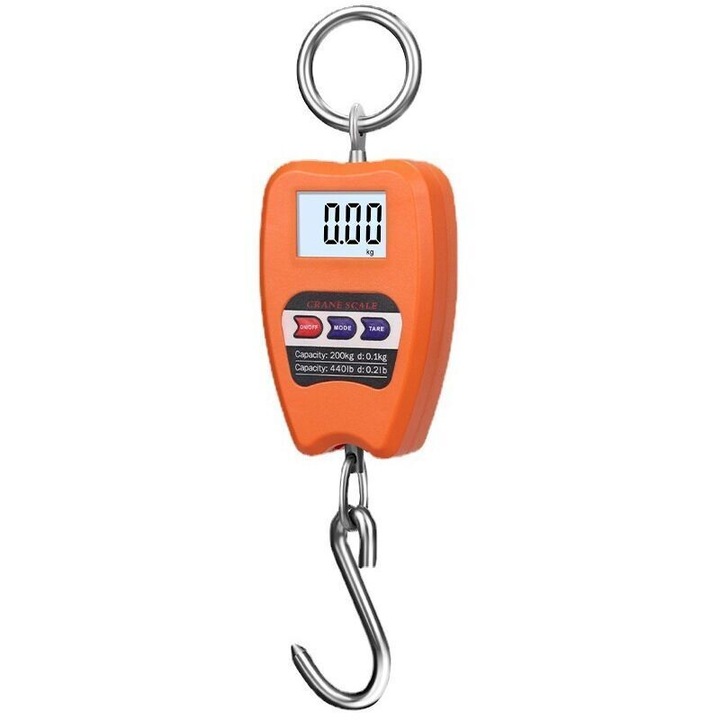 Cantar electronic comercial, 200 kg, afisaj digital, cu carabina si carlig