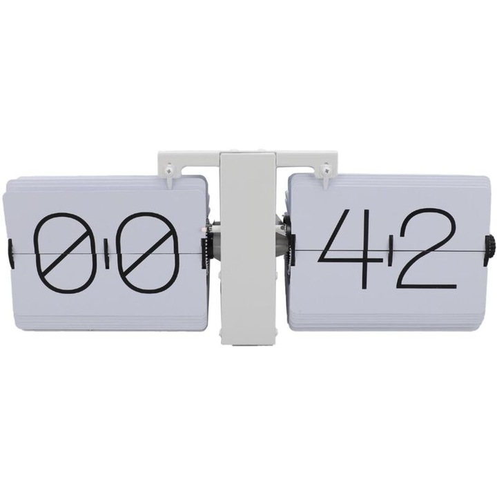 Ceas decorativ mare cu mecanism de balansare, design minimalist retro, 304 otel inoxidabil, 36x13.9cm, alb