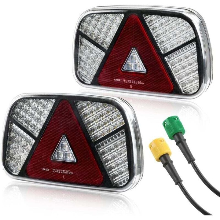 Kit 2 lumini spate impermeabile, 12V/24V, alb/rosu