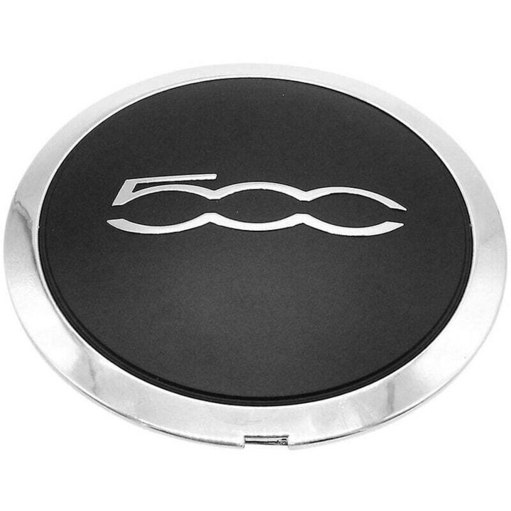 Capace roti Fiat 500, 133mm, negru cu argintiu, set 1 buc.