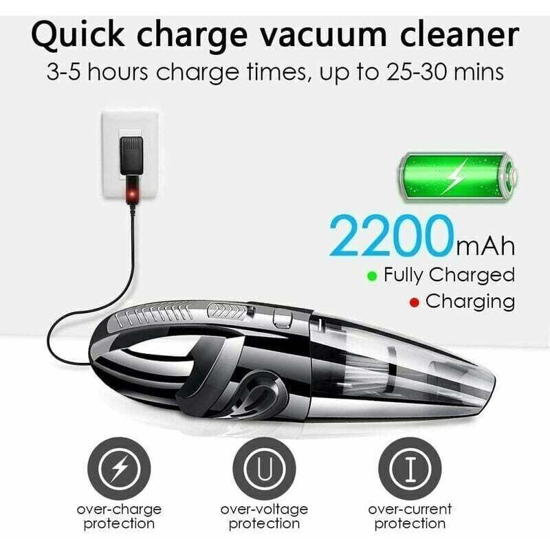 Aspirator portabil fara fir, 120W, putere de aspiratie 6000PA, capacitate 500ml, acumulator 2200mAh, pentru acasa si masina