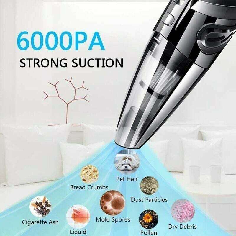 Aspirator portabil fara fir, 120W, putere de aspiratie 6000PA, capacitate 500ml, acumulator 2200mAh, pentru acasa si masina