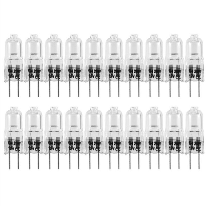 Set de 20 becuri halogen G4, 20W, 12V, transparente, pentru iluminat interior