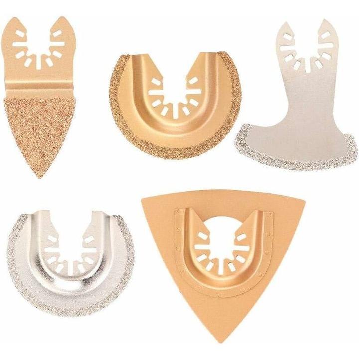 Set 5 piese lame de feronerie diamantate, unelte multifunctionale pentru taiere lemn si plastic, 64mm, 78mm