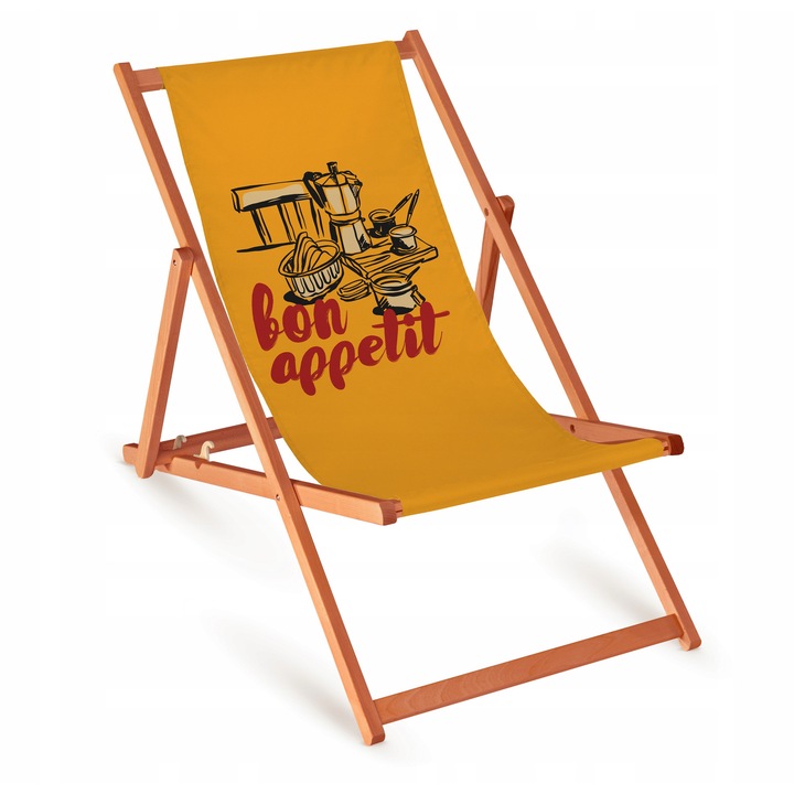 Lezak plaja din lemn Bon Appetit, reglabil, pliabil, 110x55cm, multicolor