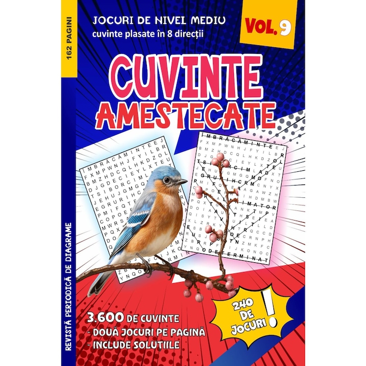 Cuvinte Amestecate vol 9, Marius Stroie, 2023, 240 jocuri, 3600 cuvinte, limba română, ediție premium, 162 pagini