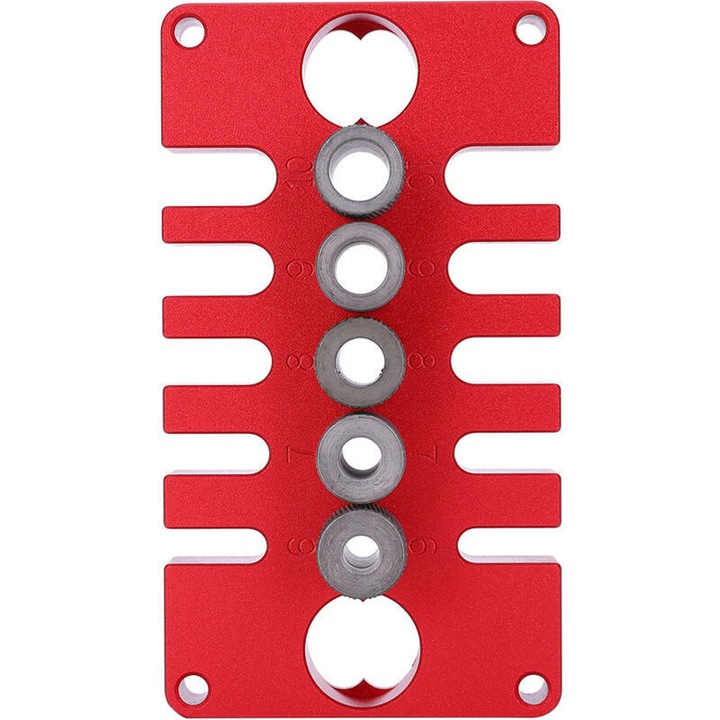 Set de unelte pentru gaurit, jig de pozitionare, aluminiu rosu, 3 in 1, 08650