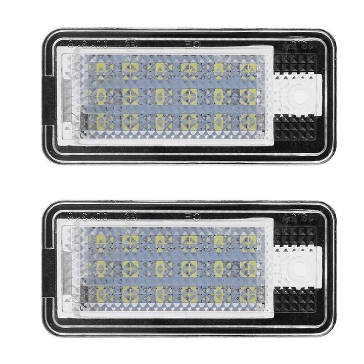 Kit de Becuri LED pentru Numar Auto, 2 Piese, Alb Xenon, Audi A3/S3/A4/S4 B6/B7/A6/C6/S6, 11x6.2x4.3cm