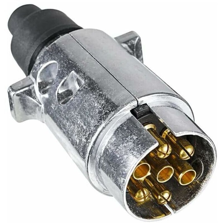 Conector remorca metalic 7 pini, 12V, impermeabil, din aliaj de aluminiu, set 1 buc