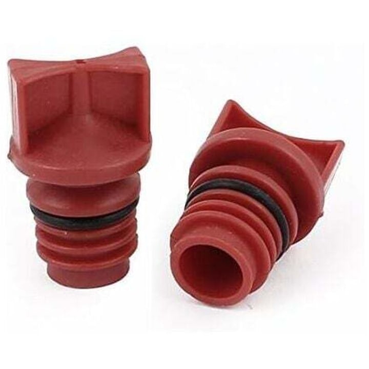 Set 2 capace ulei compresor, plastic, 18mm, rosu, 4x2.5cm