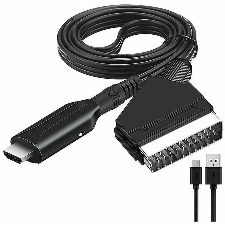 Converter SCART la HD, 1080p, 720p, cablu USB inclus