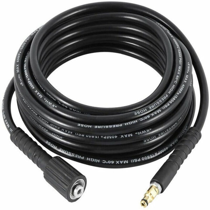 Hose de presiune 8m, M22, pentru aparate de spalat Karcher K2-K5, negru, rezistent la abraziune