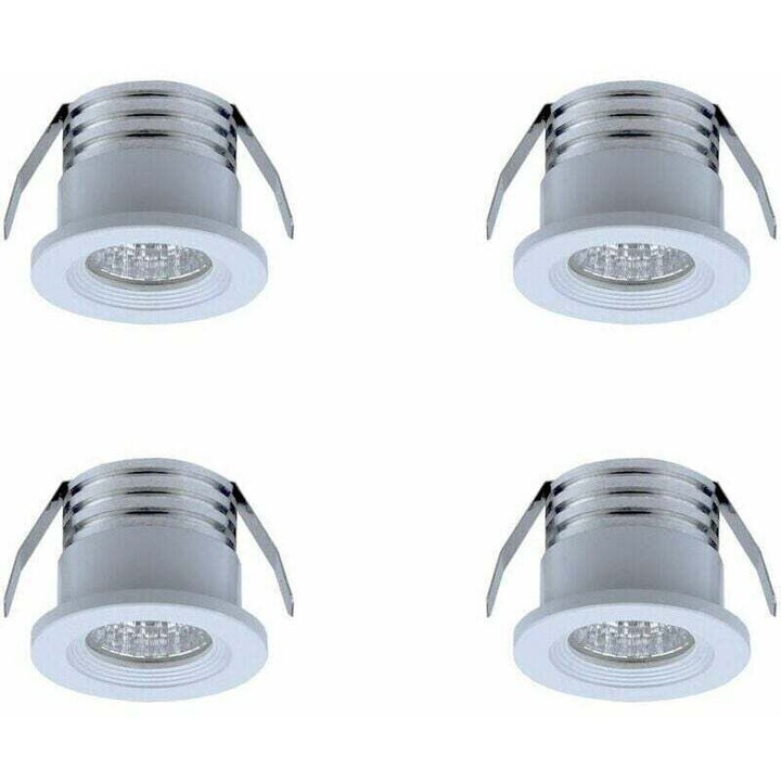 Set de 4 spoturi LED incastrate, 3W, alb cald, 38x29mm