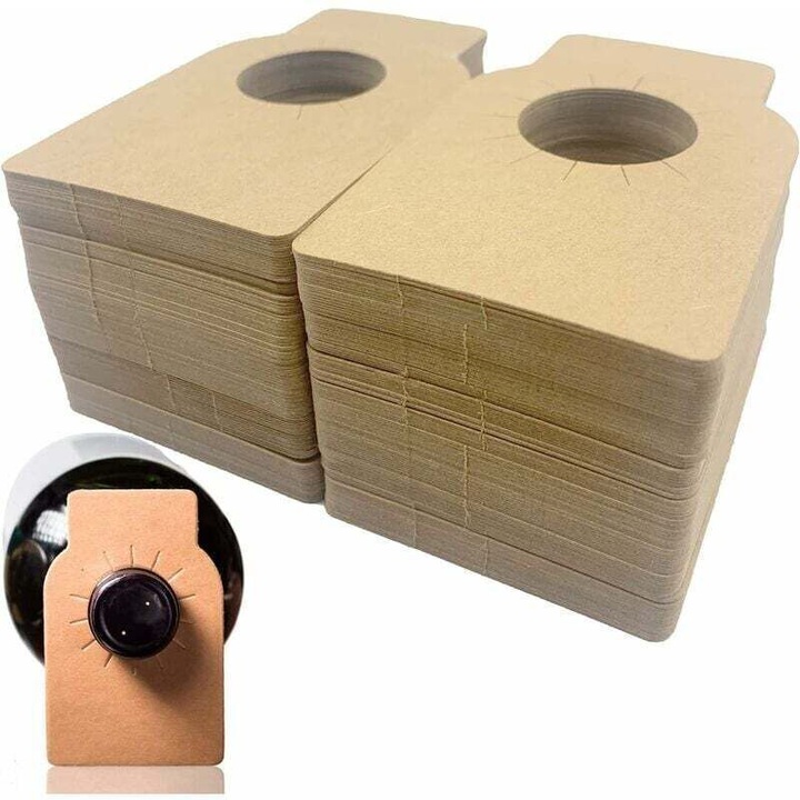 Set de 200 etichete pentru sticle de vin, etichete pentru crama, reutilizabile, culoare maro/alb, dimensiune 5.7x9cm