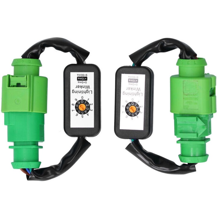 Adaptor semnal dinamic pentru lumini LED, set 1 pereche, PBT si FEP, 10 niveluri intarziere, auto