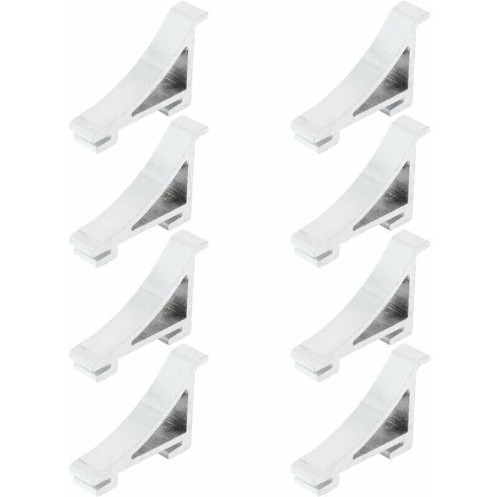 Set 8 clips pentru rafturi frigider, argintii, 3.5x2.5cm