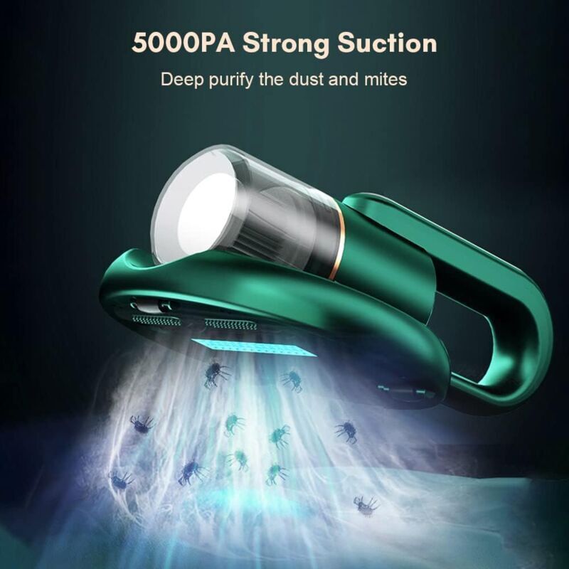 Aspirator portabil fara fir, 5000 PA, filtrare HEPA, UV anti-acarieni, pentru saltele, perne si canapele, set de curatare