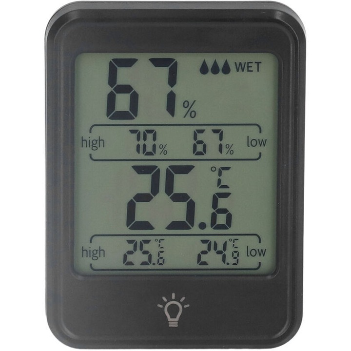 Termometru digital cu hygrometru, LCD, indicator confort, 45x15cm, set pentru interior si exterior