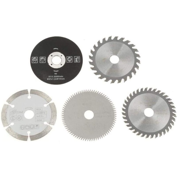 Set 5 discuri de taiere din carbura, 85mm, 15mm diametru interior, pentru feronerie electrica