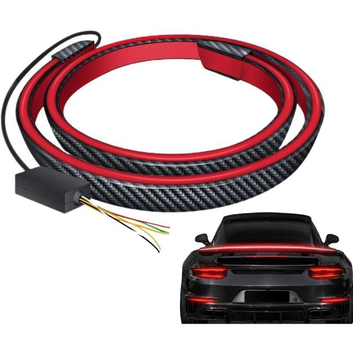 Banda LED pentru frana auto, DEBUNS, carbon, PVC, montare usoara