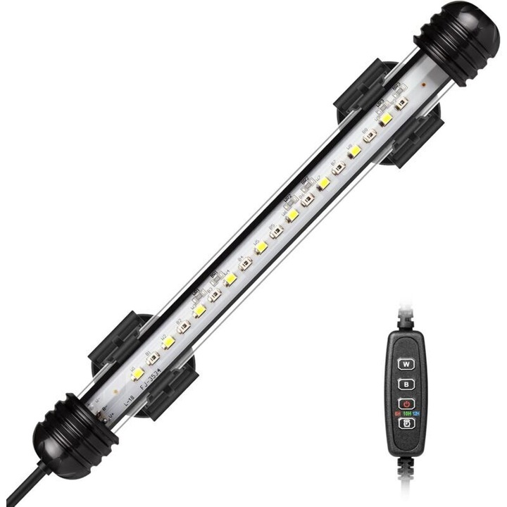 Lumina LED pentru acvarii, cu temporizator automat, alb si albastru, 20-40 cm, impermeabila