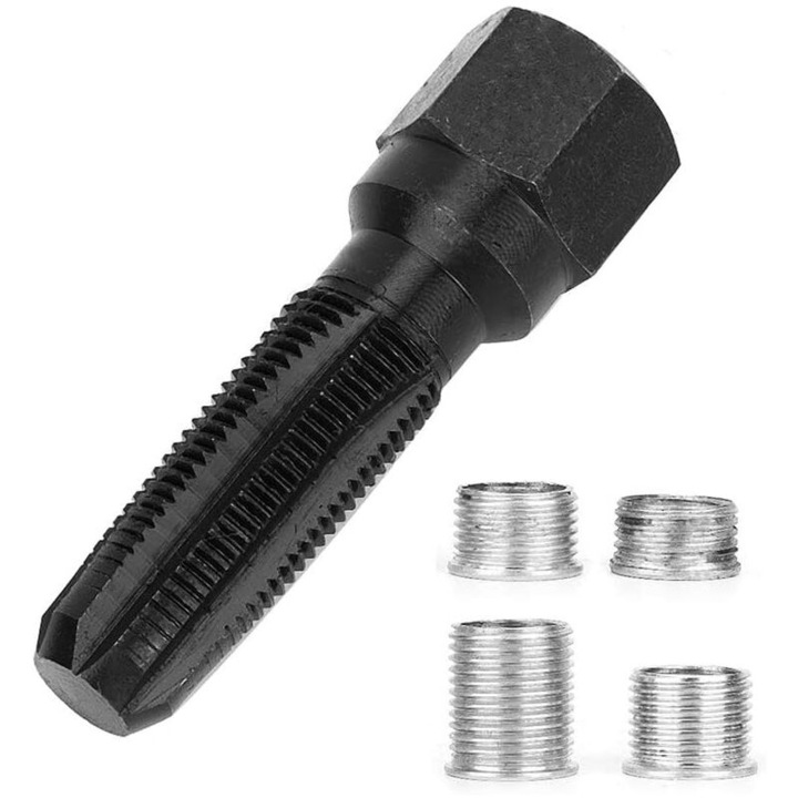 Set de unelte pentru repararea filetelor, M-14 1.25, din otel, 3/8" - 3/4", negru