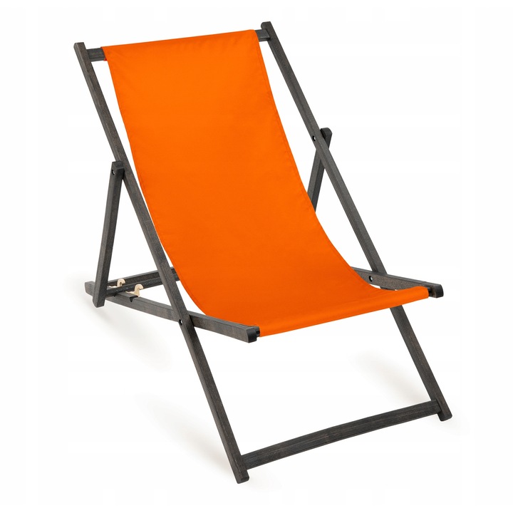 Sezlong pliabil din lemn, Allbag, portocaliu, 110x55cm, 3 pozitii de inclinare