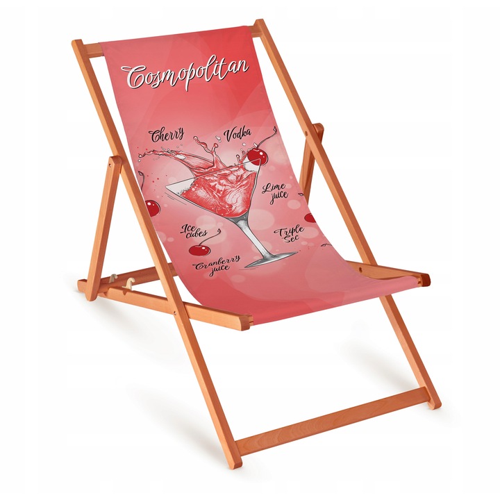 Sezlong pliabil din lemn de fag Cosmopolitan, 110x55cm, 3 pozitii, design modern, pentru plaja si gradina