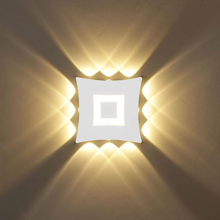 Aplica LED 18W, design modern, impermeabil IP65, aluminiu, 18.1x18.1x4.5cm, utilizare interioara/exterioara