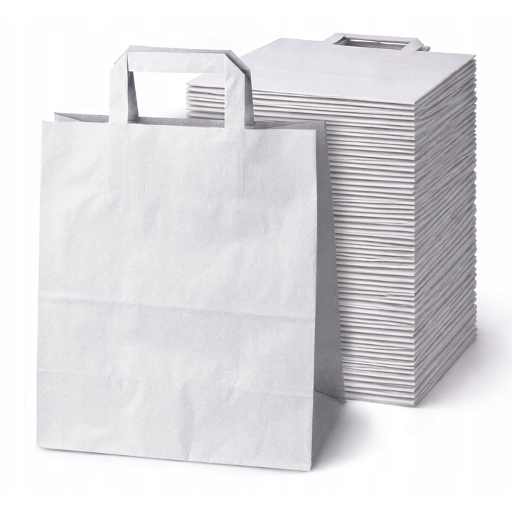 Set 50 torbe din hartie, Allbag, 260x140x300 mm, alb, ecologice