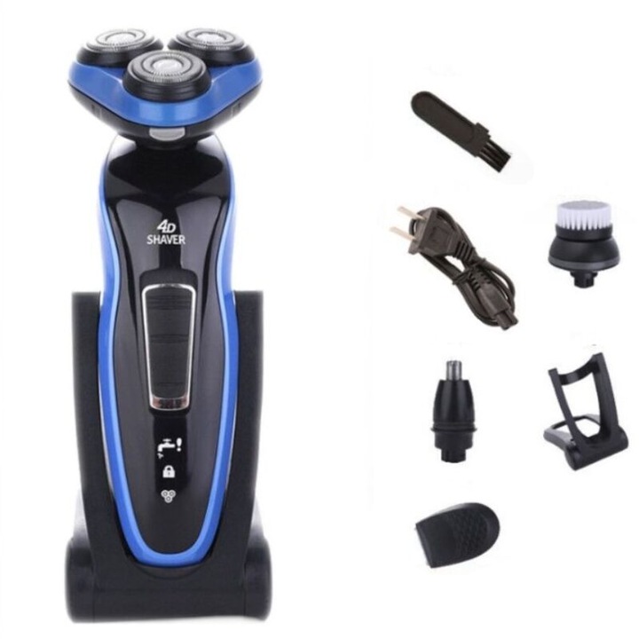 Aparat de ras electric pentru barbati, 100% impermeabil, utilizare uscata si umeda, hipoalergenic, portabil