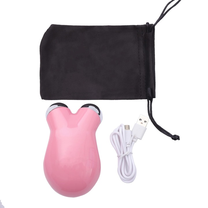 Mini-aparat de lifting facial, roz, 5 trepte, compact, reincarcabil