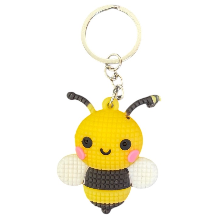 Breloc chei, albina realizat din silicon, accesoriu geanta