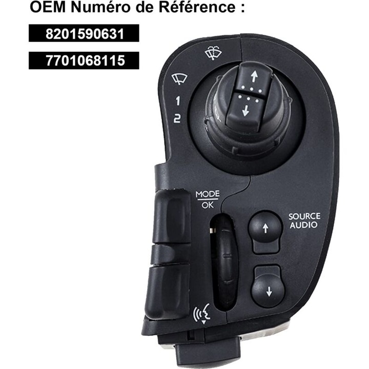 Ablaktörlő kapcsoló Renault Clio MK III, Kangoo, Modus modellekhez, rádióvezérléssel, 10x18 tűs