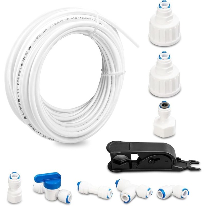 Set de conectare pentru apa, furtun de alimentare 15m, accesorii pentru purificator de apa, compatibilitate universala, fara scurgeri