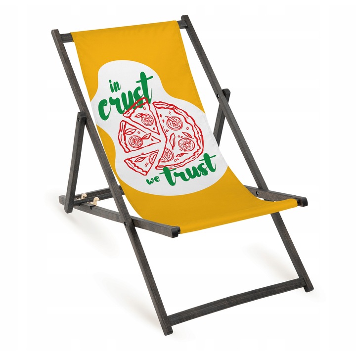 Lezlong din lemn, Allbag, cu imprimeu, 110x55cm, pentru plaja, balcon, terasa