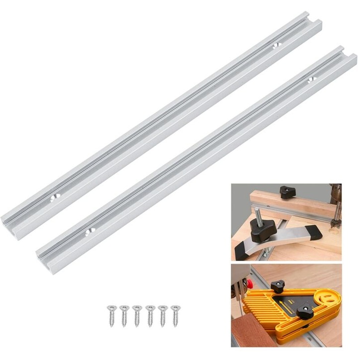 Set 2 bare T din aluminiu 300mm, 19x10mm, pentru fierastraie electrice si unelte de prelucrare a lemnului
