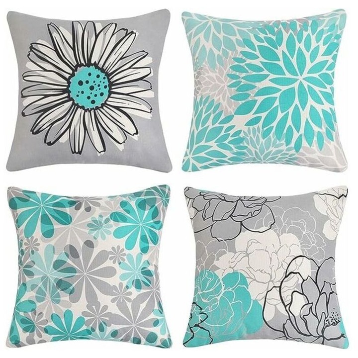 Set de 4 fete de perna din poliester, 40x40cm, 45x45cm, 50x50cm, multicolor