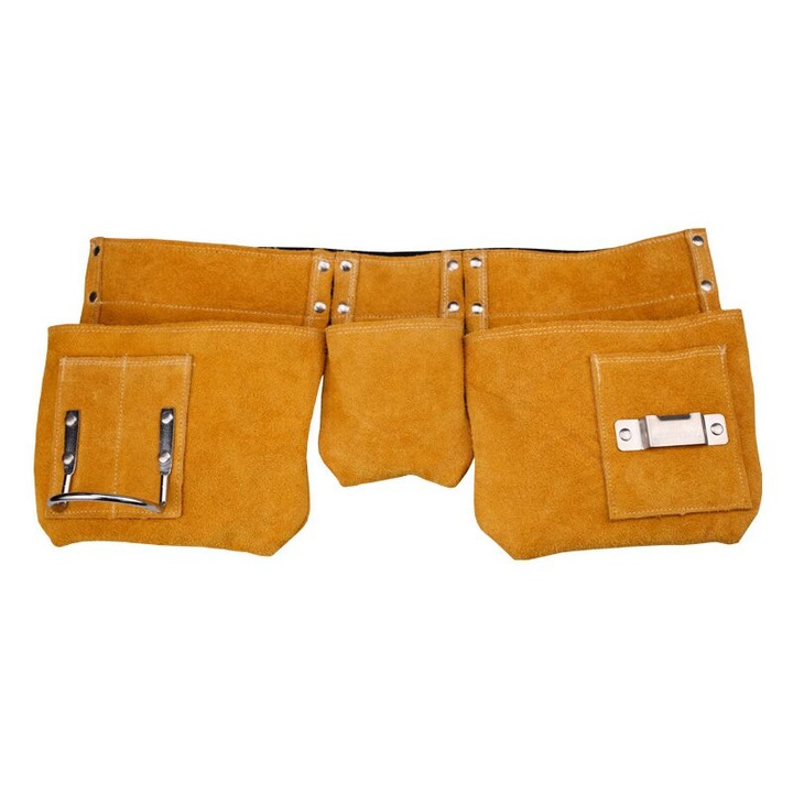 Curea de unelte din piele, cu multiple buzunare, catarama cu eliberare rapida, 49x20cm
