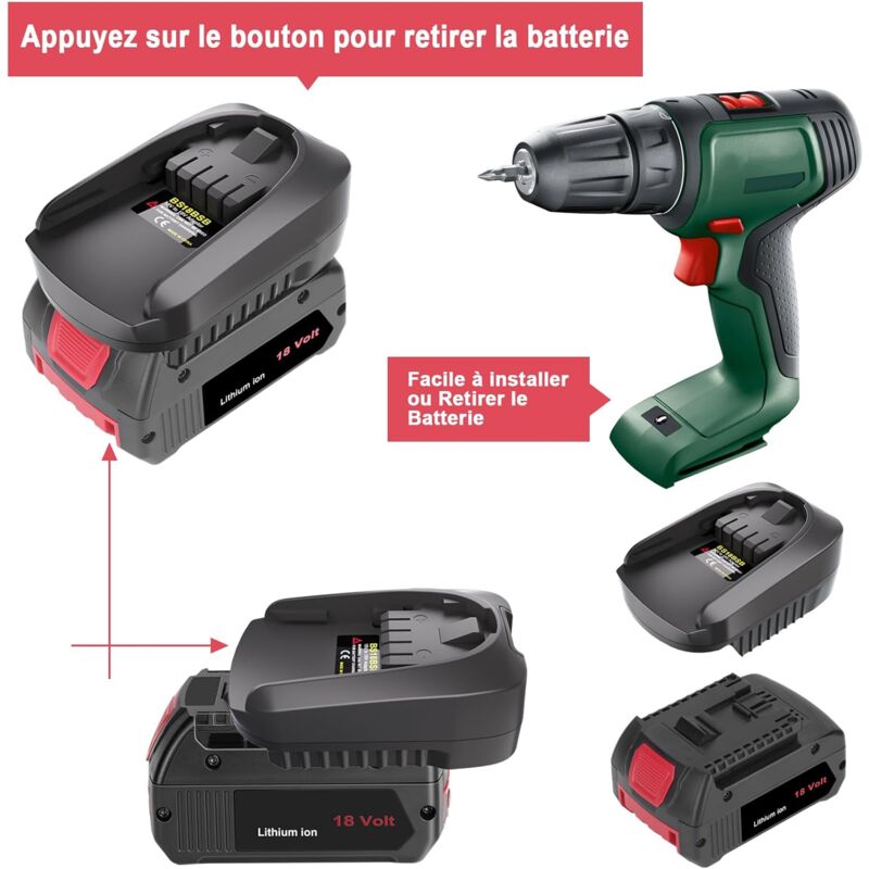 Adaptor 18V pentru baterii Bosch GBA, compatibil cu sistemul Bosch PBA ...