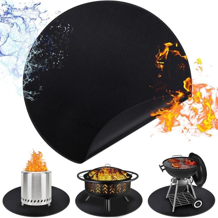 Covor de protectie ignifug pentru foc, 48 inch, 3 straturi de protectie, pentru terasa si gratar