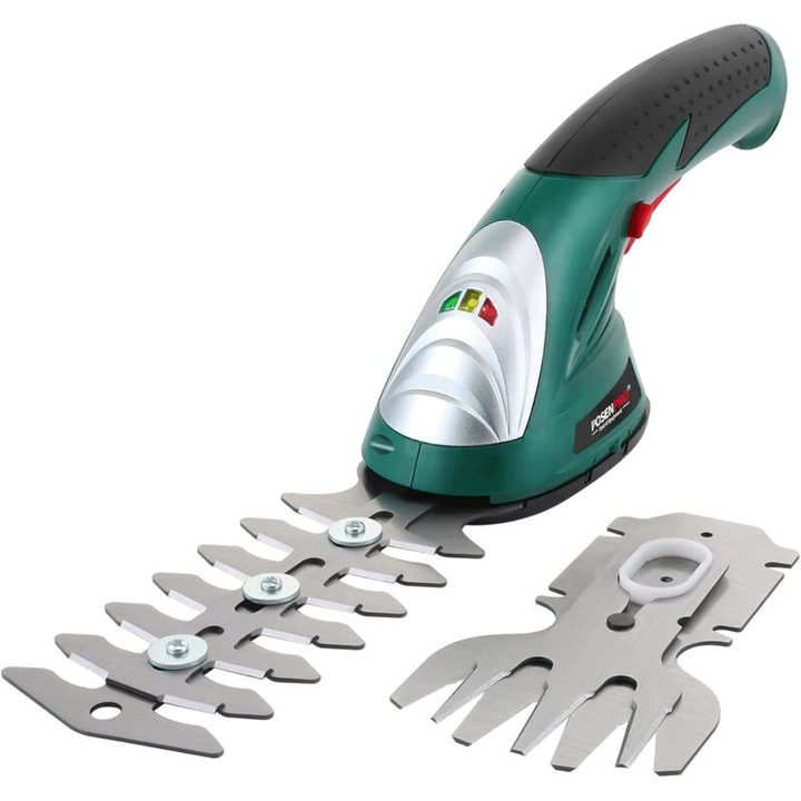 Trimmer electric 2-in-1 pentru gard viu si iarba, 7.2V, 1500mAh, 83mm latime lama iarba, 120mm lungime lama gard viu, set complet