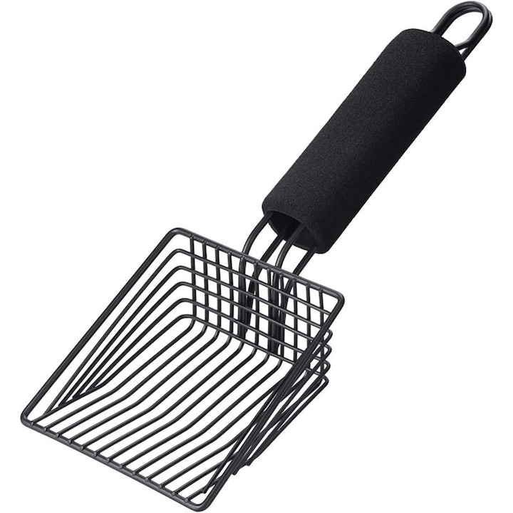 Lopata metalica pentru litiera, adanca, cu manere confortabile, pentru gospodarii cu mai multe pisici