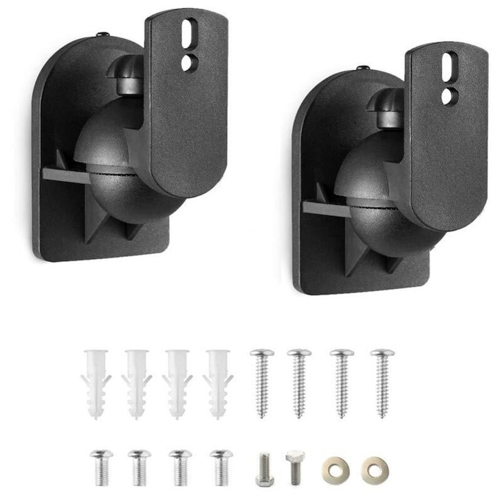 Stative pentru difuzoare, suporturi pentru montare pe perete sau tavan, set de 2, capacitate 3.5 kg, negru