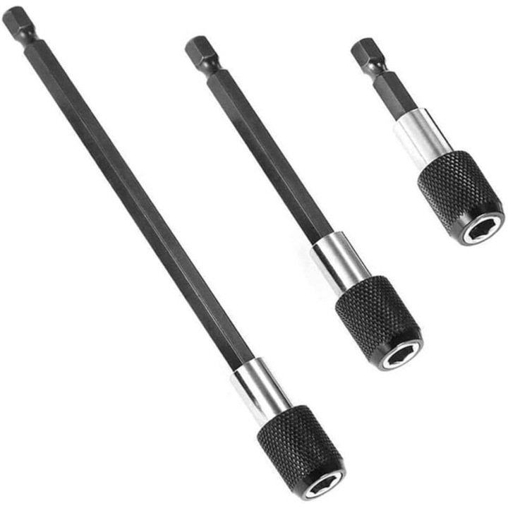 Set 3 suporturi magnetice pentru biti de surubelnita, 60x100x150mm, din otel cromat vanadiu