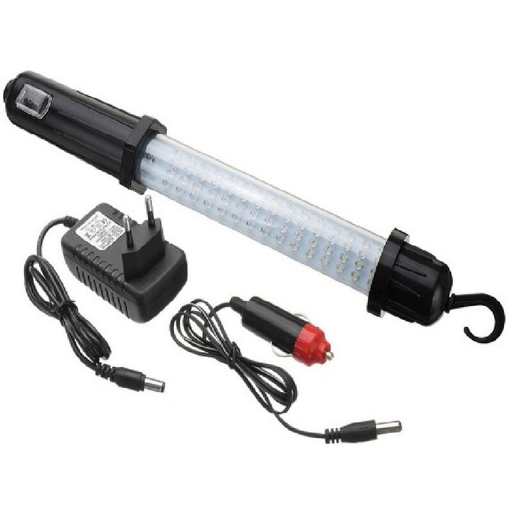 Lampa de lucru reincarcabila, 60 LED-uri, 4W, ABS, cu adaptor si incarcator auto