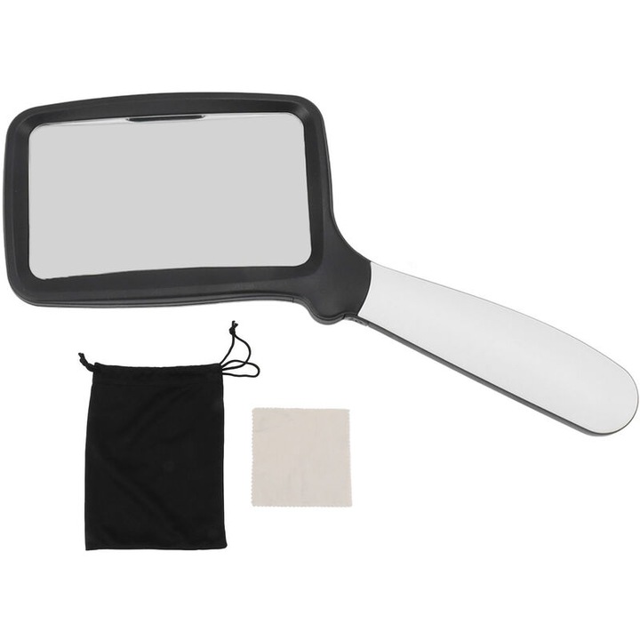Lupa pliabila cu LED, 3x, dimabila, 110x62mm, set cu manual si carpa de curatare