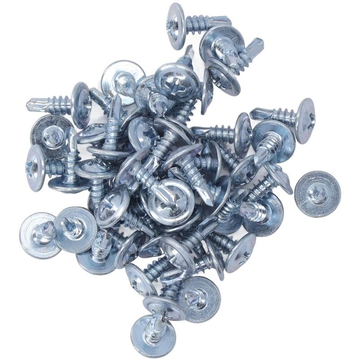 Set 50 suruburi cu cap rotund, otel carbon, 4.2x13mm, argintiu